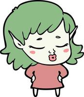 personaje de niña elfa vectorial en estilo de dibujos animados vector