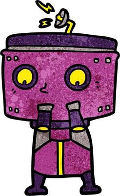 Retro grunge texture cartoon robot