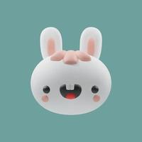 3d cartoon rabbit render icon. Cute animal character, symbol of 2023.    Realistic vector design element.