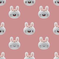3d cartoon rabbits render icons.  Funny hare, cute animal character, symbol of 2023.    Vector seamless pattern with realistic design elements.