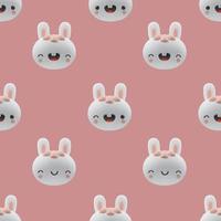 3d cartoon rabbits render icons.  Funny hare, cute animal character, symbol of 2023.    Vector seamless pattern with realistic design elements.