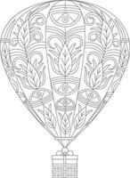 Hot air balloon Coloring Pages with Floral Floral vector