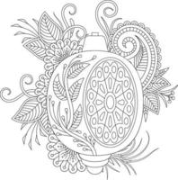 Christmas Ball Coloring Pages with Floral Style for adult vector