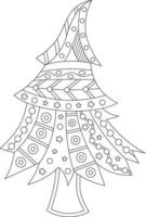 Christmas Tree Coloring Page with Mandala Style vector