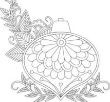 Christmas Ball Coloring Pages with Floral Style for adult vector