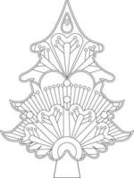 Christmas Tree Coloring Page with Mandala Style vector