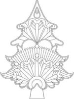 Christmas Tree Coloring Page with Mandala Style vector