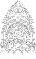 Christmas Tree Coloring Page with Mandala Style vector