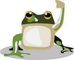 Green frog, illustration, vector on white background.