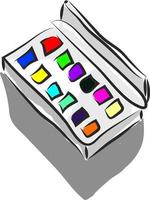 Box of water colors, vector or color illustration.