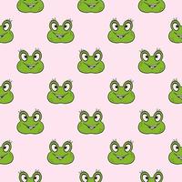 Frog with eyelashes,seamless pattern on very light pink background. vector