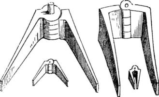 bisagras romanas, los griegos y los romanos usaban bisagras, grabado antiguo. vector