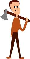 Man with ax, illustration, vector on white background.