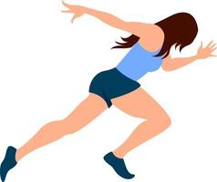 Runner girl, illustration, vector on white background.