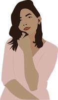 Girl in pink dress, illustration, vector on white background.