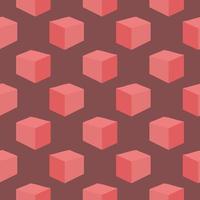 Red cubes,seamless pattern on brown background. vector