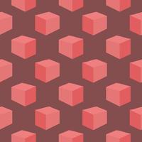 Red cubes,seamless pattern on brown background. vector