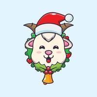 Cute goat in christmas day. Cute christmas cartoon illustration. vector