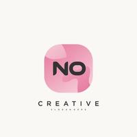 NO Initial Letter logo icon design template elements with wave colorful art vector
