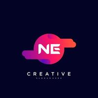 NE Initial Letter logo icon design template elements with wave colorful art vector