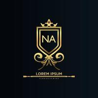 NA Letter Initial with Royal Template.elegant with crown logo vector, Creative Lettering Logo Vector Illustration.