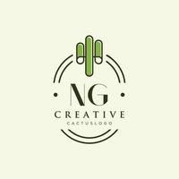 ng letra inicial vector de logotipo de cactus verde