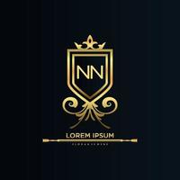 NN Letter Initial with Royal Template.elegant with crown logo vector, Creative Lettering Logo Vector Illustration.