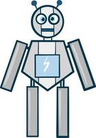 Surprised robot, illustration, vector on white background.