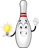 Bowling pin having idea, illustration, vector on white background.