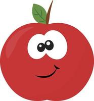 Happy apple, illustration, vector on white background.