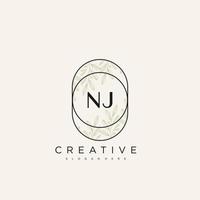 NJ Initial Letter Flower Logo Template Vector premium vector art