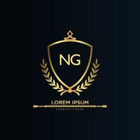 NG Letter Initial with Royal Template.elegant with crown logo vector, Creative Lettering Logo Vector Illustration.