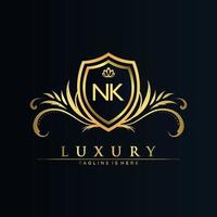 NK Letter Initial with Royal Template.elegant with crown logo vector, Creative Lettering Logo Vector Illustration.