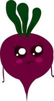 Sad beet, illustration, vector on white background.