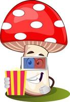 Mushroom with 3d glasses, illustration, vector on white background.