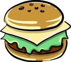 Tasty burger, illustration, vector on white background