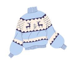 Warm knit sweater element of winter clothes and outerwear vector