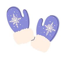 Mittens element of winter clothes and outerwear. vector