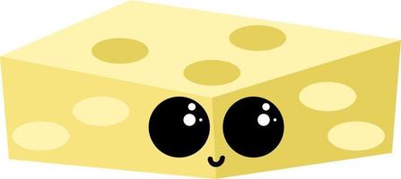 Cheese with eyes, illustration, vector on white background.