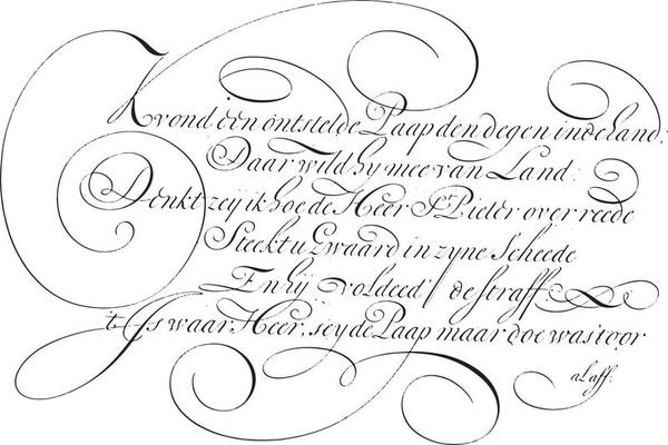 Writing example. Found a shocked Paap, Ambrosius Perling, 1667 - 1718, vintage illustration.