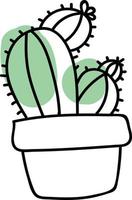 Four cactuses in a pot, illustration, vector on white background.