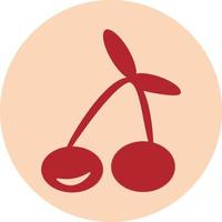 Two red cherries on a stem, icon illustration, vector on white background