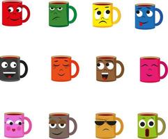 Colorful mugs, illustration, vector on a white background.