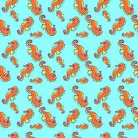 Seahorse pattern, illustration, vector on white background.