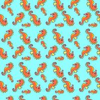 Seahorse pattern, illustration, vector on white background.