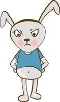 Angry little rabbit, illustration, vector on white background.