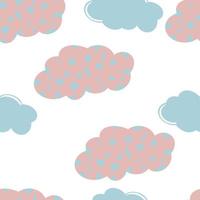 Seamless pattern Cute dreaming blue cloud hand drawn vector