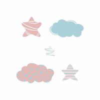 Set of clouds and stars vector