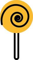 Yellow round lolipop, illustration, vector on a white background.