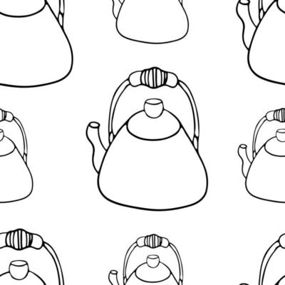 Seamless pattern of teapot on a transparent background